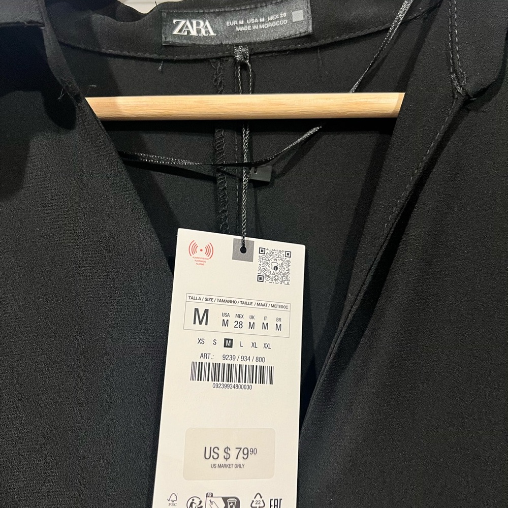 Zara Black Long Sleeve Shirt Dress - Picture 3 of 3